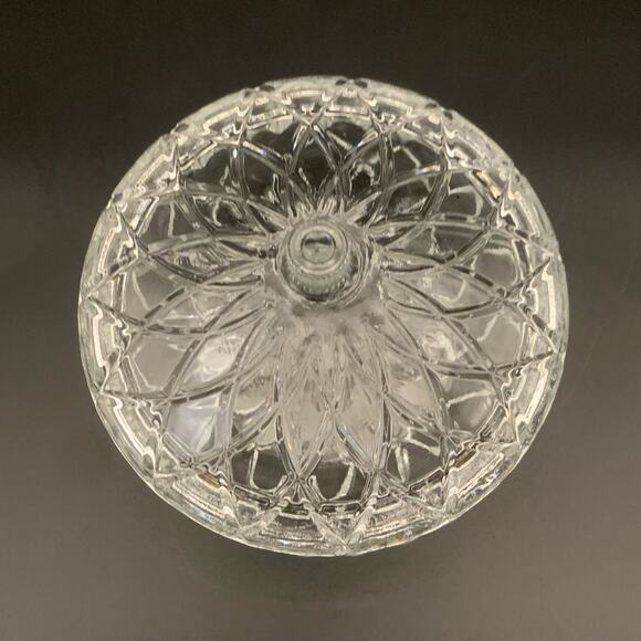 Vintage KIG Indonesia Glass Candy Dish Bowl With Lid Diamond Cut Round Pressed - Picture 2 of 10